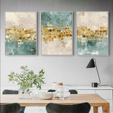 TPFLiving Leinwandbild Kunstdruck - Nordic Art Abstrakte Motive in Gold, Grün und Beige - OHNE Rahmen - Bilder Wohnzimmer - Modell TPFL-LW-61-MA
